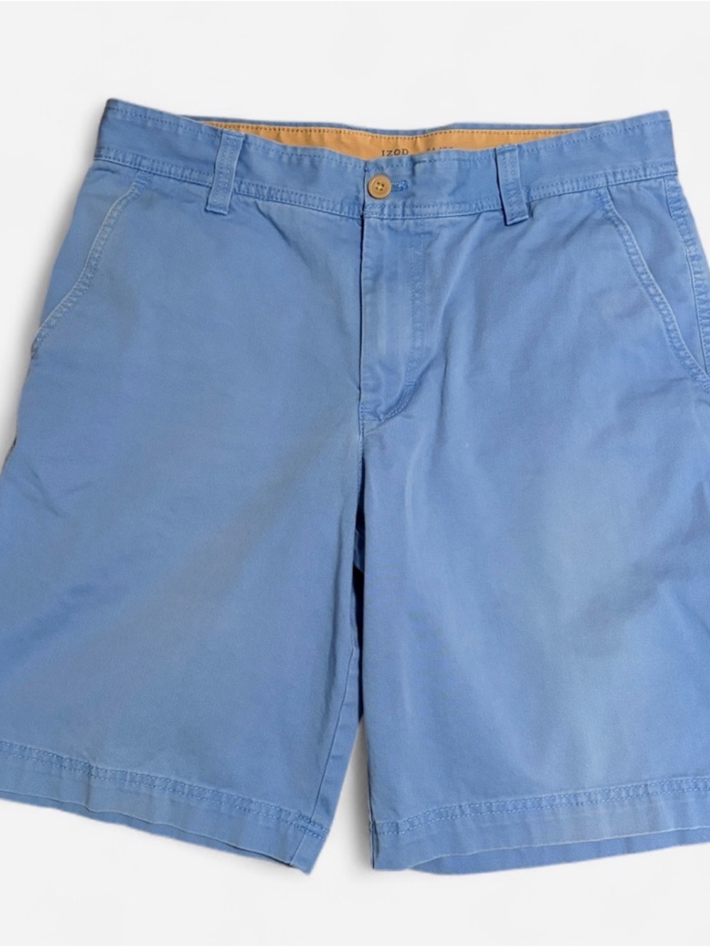 IZOD Saltwater Men’s 34 Sky Blue Stretch Chino Shorts 9.5” Flat Front